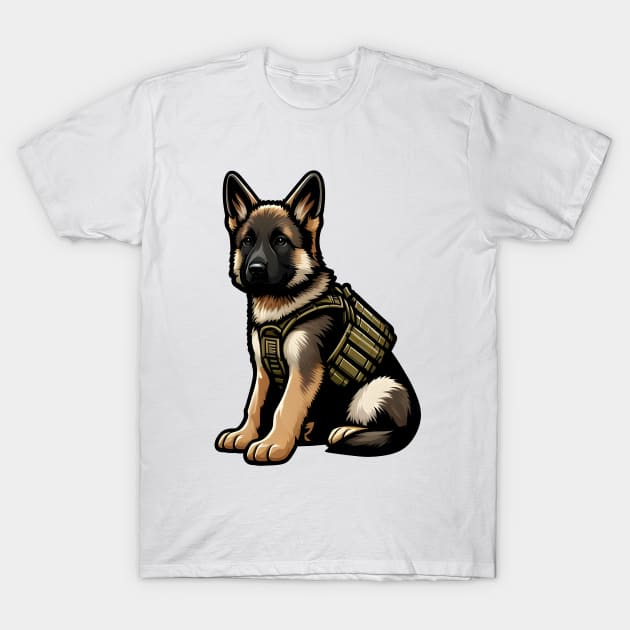 Tactical German Shepard Puppy T-Shirt by Rawlifegraphic